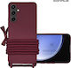 Sonique Back Cover Silicone 0.5mm with Strap Burgundy (Galaxy S23 FE)