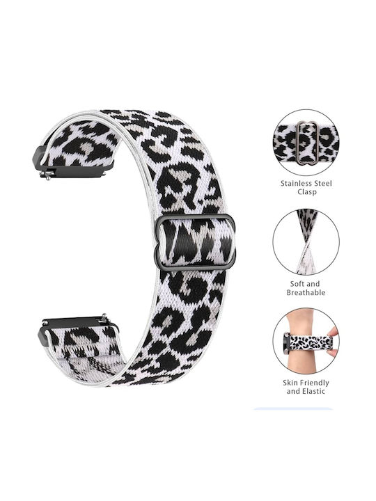 Armband aus Stoff für Samsung Gear S2/ Gear Sport |12cm|8,5cm|- Weißer Leopard