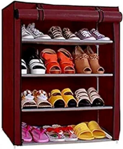 Fabric Shoe Organizer Red 60x30x90cm