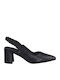 Synthetic Leather Black Heels with Strap