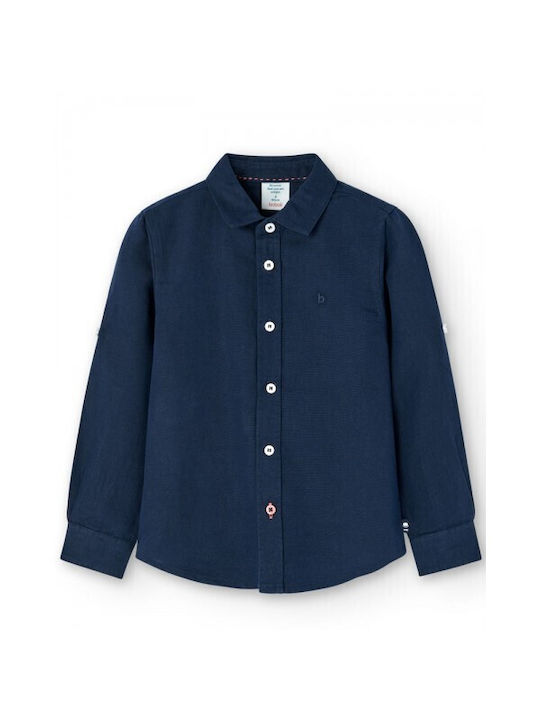 Boboli Kids Linen Shirt Navy Blue