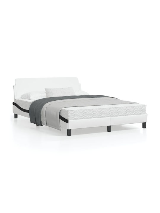 Κρεβάτι Ημίδιπλο Επενδυμένο με Δερματίνη Λευκό/...