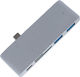 Type-c Ports Hub 4 Θυρών USB 3.1 με σύνδεση USB-C Γκρι