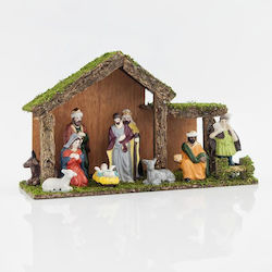 Wooden case with 10 Porcelain Figures, 40x15x24cm