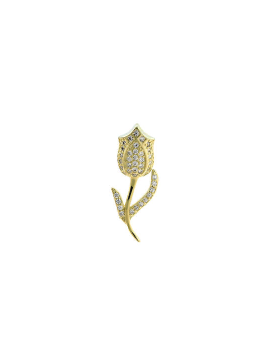 Flower brooch with Zirconia Silver 925° (p-70624)