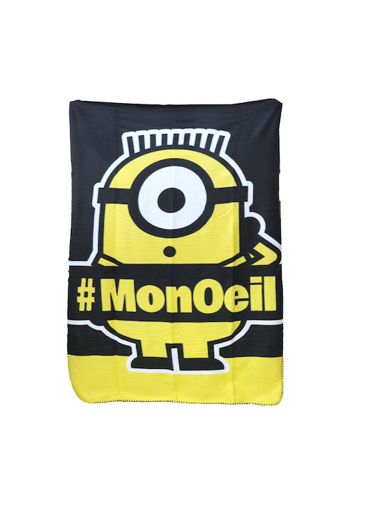 Pătură Fleece Minions Black 100x150buc