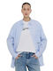 Karl Lagerfeld Women's Striped Long Sleeve Shirt Blue