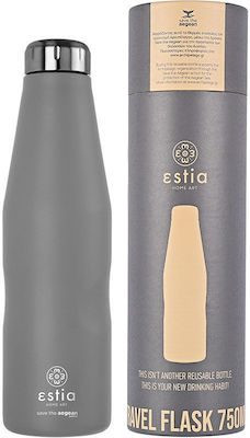 Estia Travel Flask Save the Aegean Ανακυκλώσιμο Μπουκάλι Θερμός Ανοξείδωτο Fjord Grey 750ml