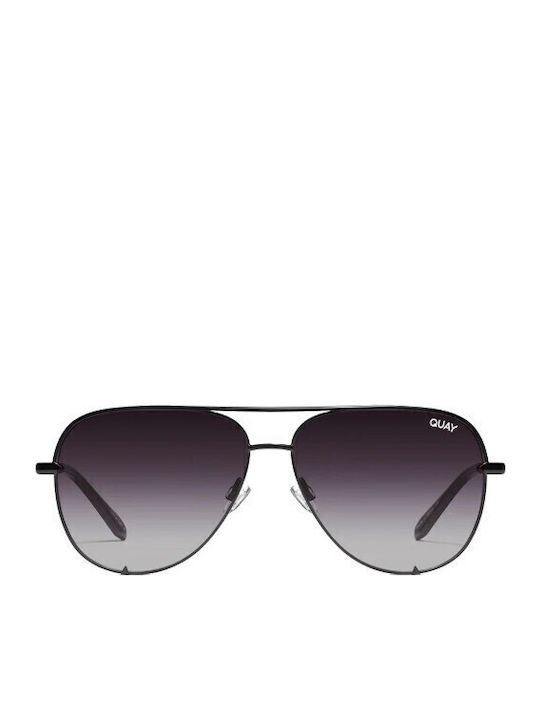 Quay Australia Herren Sonnenbrille mit Schwarz Metall Gestell und Gray Verlaufsfarbe Polarisiert Linse HIGHKEY-BLK/FADEPOL
