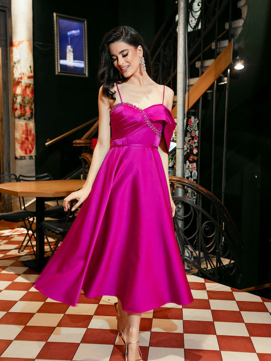 RichgirlBoudoir Midi Rochie pentru Nuntă / Botez Fuchsia