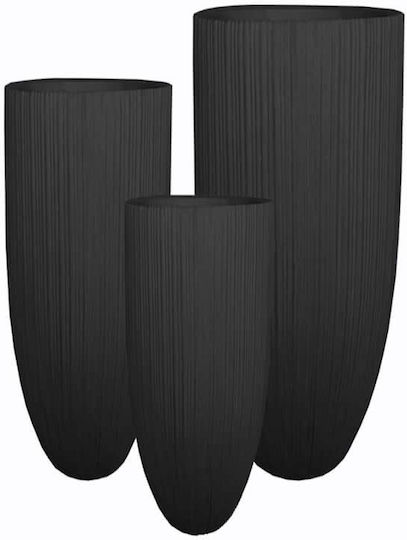 Art Et Lumiere Casspots Fiberclay Set 3pcs Black S: φ24χ46cm M: φ30χ58cm L: φ37χ70cm Art Et Lumiere (20794)