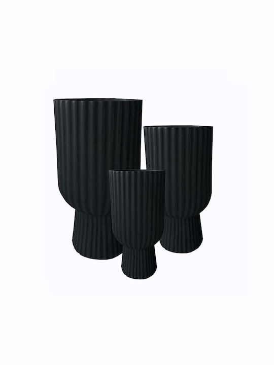 Art Et Lumiere Casspots Fiberclay Set 3pcs Black S:φ20χ32cm M:φ25χ40cm L:φ35χ56cm Art Et Lumiere (20780)