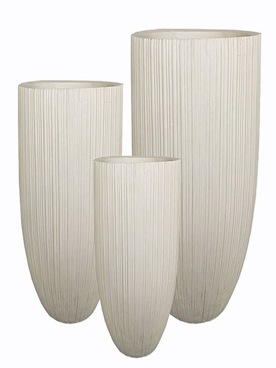 Art Et Lumiere Casspots Fiberclay Set 3pcs White S:φ24χ46cm M:φ30χ58cm L:φ37χ70cm Art Et Lumiere (20790)