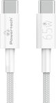 Powertech Braided USB 2.0 Cable USB-C male - USB-C 65W Λευκό 1m (PTR-0181)