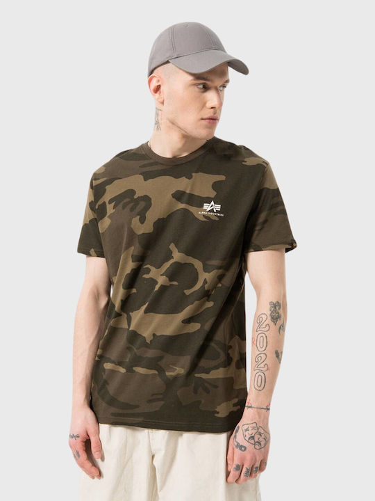 Tシャツ・カットソー ALPHA INDUSTRIES Men T-shirt Green 188505 142 Alpha Industries Basic Small Logo Athletic T-shirt Khaki
