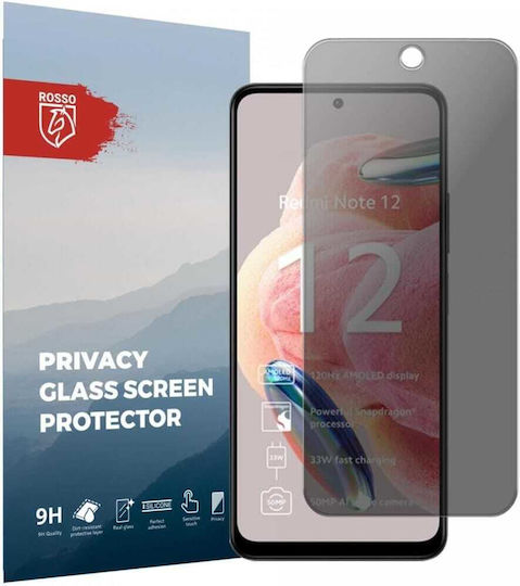 Rosso Kratzfest 2.5D Privatsphäre Vollflächig gehärtetes Glas Schwarz (Redmi 12 4G / Redmi 12 5G)