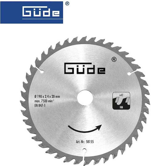Güde Δίσκος Κοπής Ξύλου 190mm