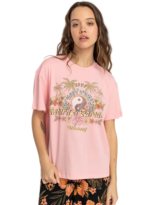 Never Lost Women's Summer Blouse Short Sleeve Pink