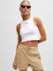Women's Summer Crop Top Cotton Sleeveless with Halter Neck White