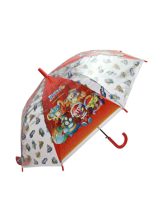 Super Kinder Regenschirm Gebogener Handgriff Rot