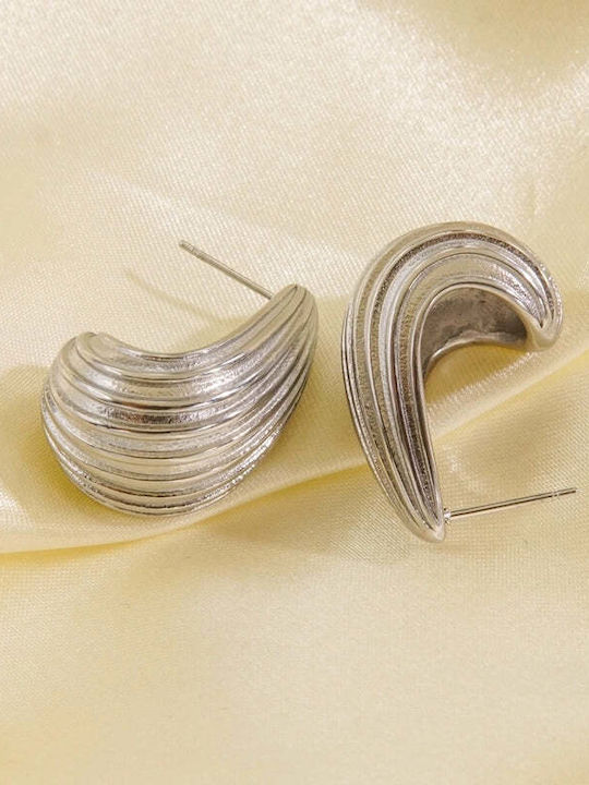 Steel Stud Earrings Shape Drop 3cm (e1383)