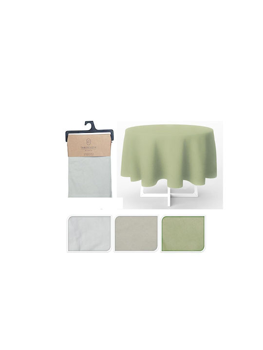 Față de masă din bumbac și poliester, verde măsliniu, alb, bej, 150 cm diametru