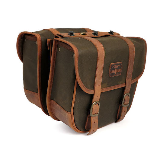 Πλαϊνές Βαλίτσες Longride, Throw Over Saddlebags Waxed Cotton. Khaki