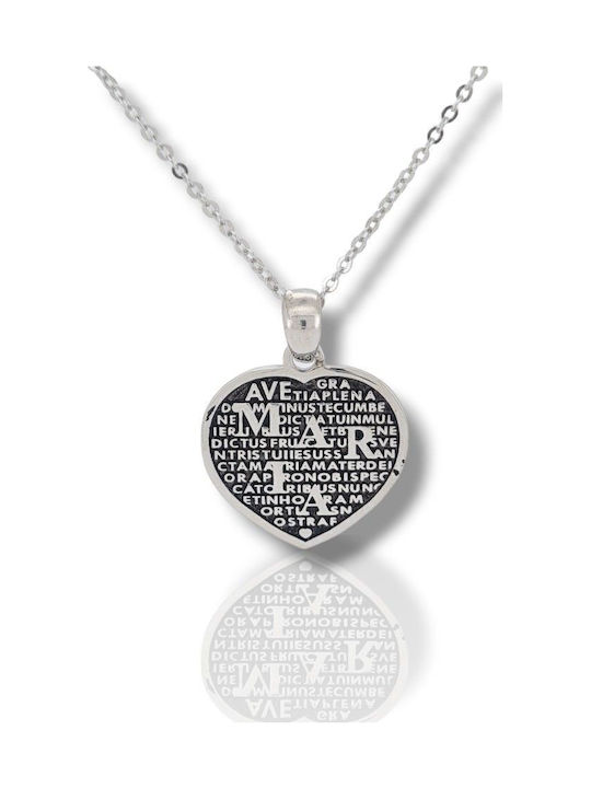 Silver plated necklace with Heart 925º "ave Maria" (code Agi 261/c-a)