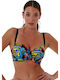 Strapless Bikini Top E Cup With Padding Floral Blue