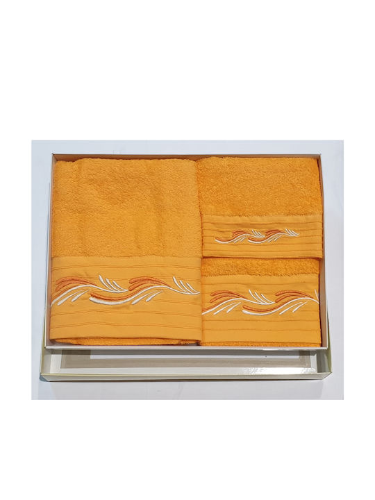Комплект кърпи за баня (3бр.) Бродерия Peney Orange