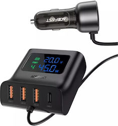 Acefast B11 138w Usb-a Usb-c Car Charger With 6 Ports - Black Acefast B11 138w Usb-a Usb-c Car Charger With 6 Ports - Black