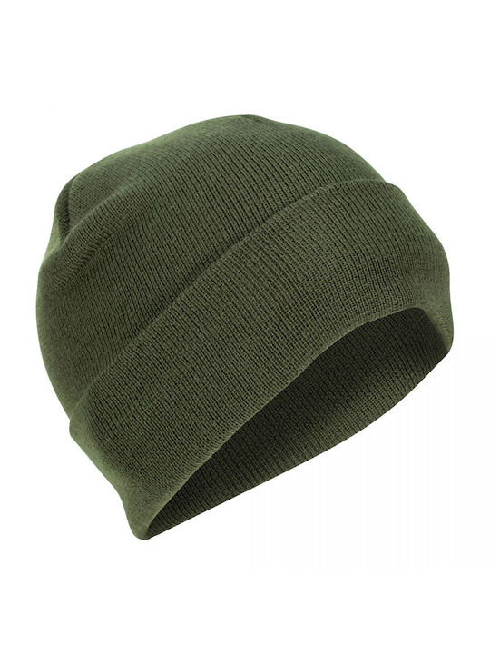 Knitted Acrylic Cap "watch Cap" - Khaki