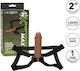 Brown Hollow Penis Extension With Harness - Calexotics Performance Maxx Life Like Extension With Harness Brown 17cm