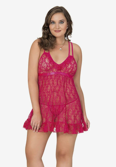 Babydoll Δαντελενιο Cherry & Blue (mg10031-βυσσινί) (mg10031-βυσσινί) Βυσσινί