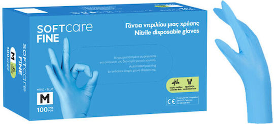 Γάντια Νιτριλίου Softcare Fine Γαλάζιο (100 Τμχ)