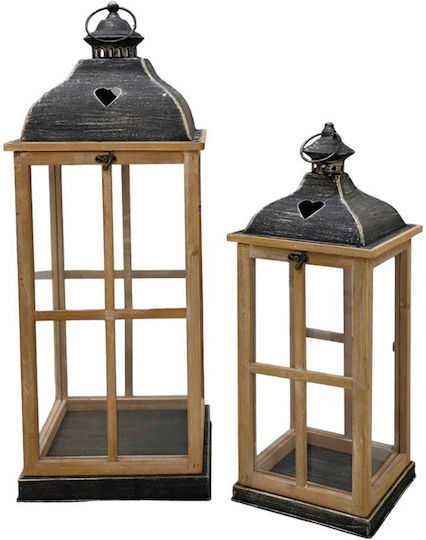 Φαναρια Ξυλινα Σετ Των 2 Τεμαχιων 25,5x25,5x66εκ & 19,5x19,5x49,5εκ. Με Μαυρη Μεταλλικη Οροφη Ankor 831722 Φαναρια Ξυλινα Σετ Των 2 Τεμαχιων 25,5x25,5x66εκ & 19,5x19,5x49,5εκ. Με Μαυρη Μεταλλικη Οροφη Ankor 831722
