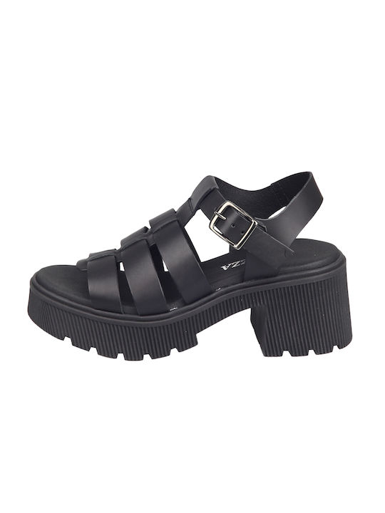 Damensandalen Ragazza 01240 Schwarzes Leder