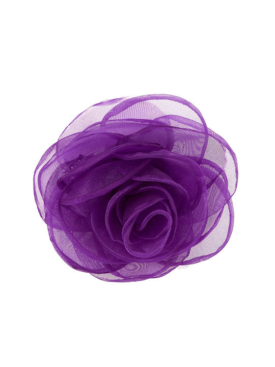 Pin Flower made of Fabric Purple