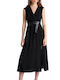 Φόρεμα Attrattivo Αμάνικο Κρουαζέ Με Ζώνη 9918417-black Γυναικείο