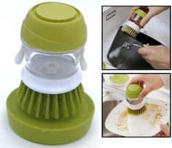 Kitchen Brush with Base and Soap Holder, Green
