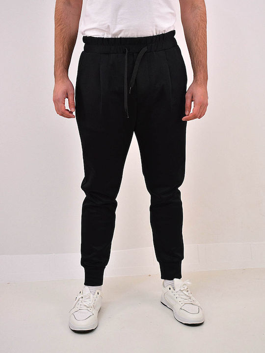 Pantaloni negri uni pentru bărbați Beltipo cu bandă elastică în talie
