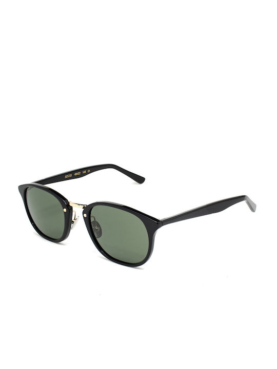 L.G.R. Addis Unisex Sonnenbrille mit Schwarz Gestell und Grün Linse ADDIS-BLACK-01
