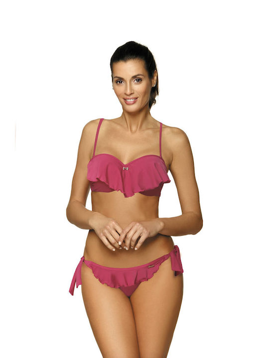 Marko Bikini Set Bra & Brazil Bottom with Detachable Straps Pink