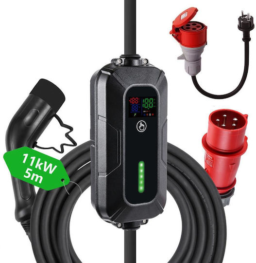 Immax Φορητός Τριφασικός Σταθμός Φόρτισης 11kW με Ενσωματωμένο Καλώδιο Type 2 (IM1267)