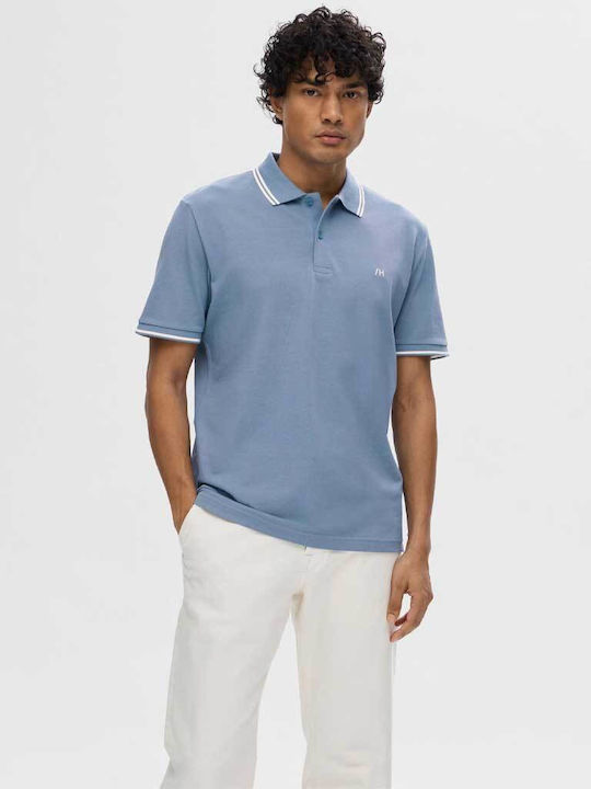 Selected Short Sleeved Polo Shirt Siel
