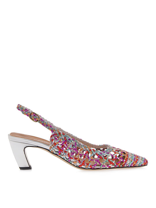 Martina T Slingback S494b70632g3 - Πολυχρωμο Πλεκτο Δερμα L5706-multicolor Intreccio