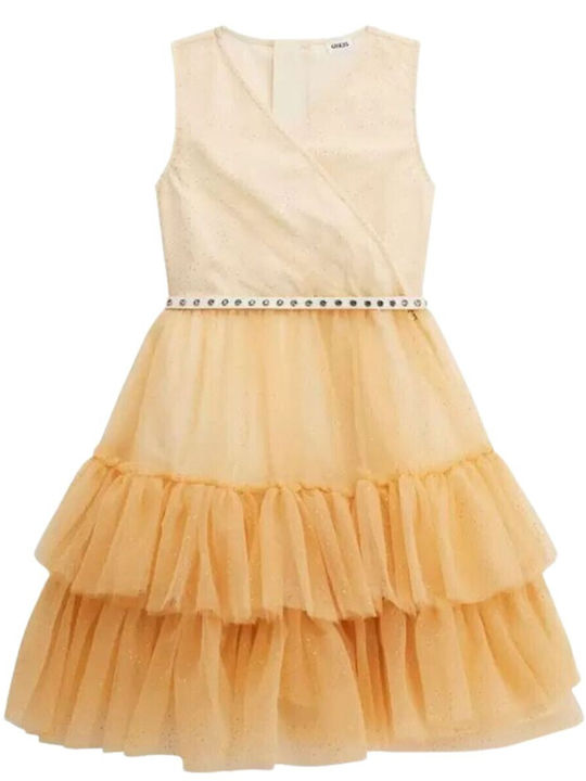 Guess Kids Dress Tulle Sleeveless beige