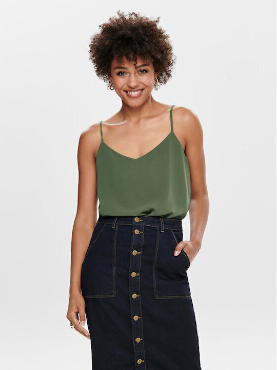 Only Damen Sommerliche Bluse mit Trägern Grün