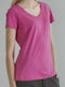 Admiral Damen T-shirt mit V-Ausschnitt Violet