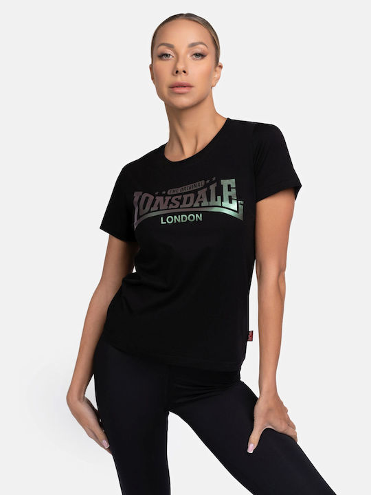 Lonsdale Damen Sportliches Bluse Kurzärmelig Schwarz